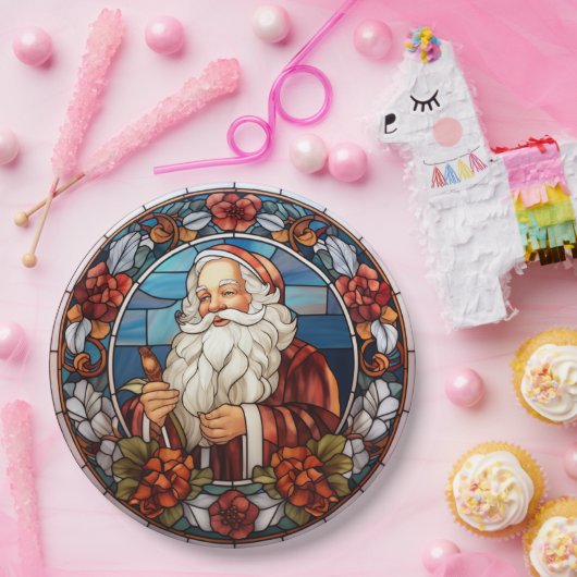 Santa Faux Glas in lood Vakantie Papieren Bordje (Feest)