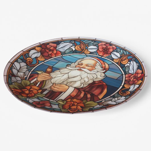  Santa Faux Glas in lood Vakantie Papieren Bordje (Gekanteld)