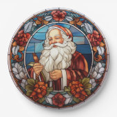  Santa Faux Glas in lood Vakantie Papieren Bordje (Voorkant)
