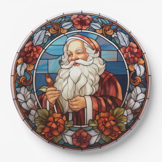  Santa Faux Glas in lood Vakantie Papieren Bordje
