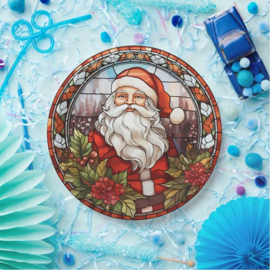  Santa Faux Glas in lood Vakantie Papieren Bordje (Feest)
