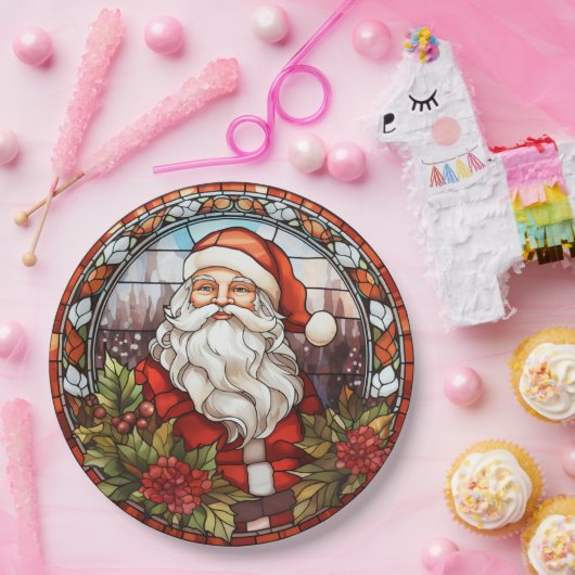  Santa Faux Glas in lood Vakantie Papieren Bordje (Feest)