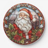  Santa Faux Glas in lood Vakantie Papieren Bordje (Voorkant)