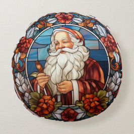 Santa Faux Glas in lood Vakantie Rond Kussen