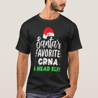 Santa Favoriete Crna Hoofd Elf Bemanning Verpleegk T-shirt