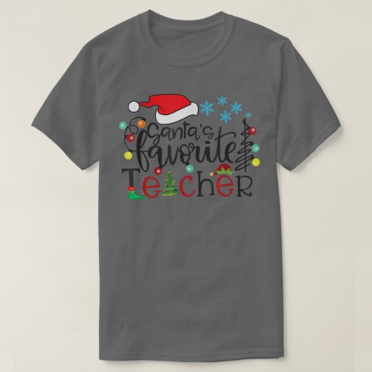 Santa Favoriete leraar Funny Kerstkerstkerstkerstk T-shirt (Design voorkant)