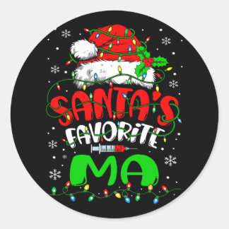 Santa Favoriete Medical Instant Christmas Ma Ronde Sticker