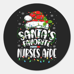 Santa Favoriete Verpleegkundigen Aide Christmas Nu Ronde Sticker