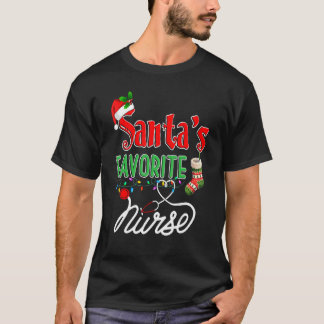 Santa Favoriete zuster Xmas Light Neurse Xmas Paja T-shirt