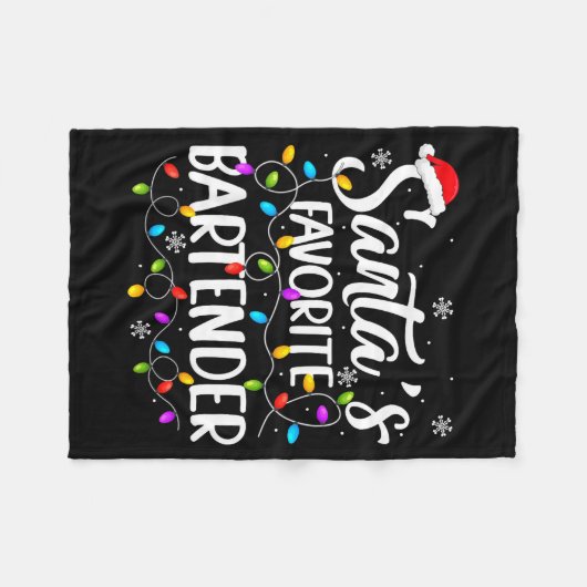 Santa Favorite Bartender Christmas Lights Funny Xm Fleece Deken (Voorkant (Horizontaal))