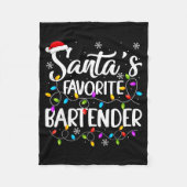 Santa Favorite Bartender Christmas Lights Funny Xm Fleece Deken (Voorkant)