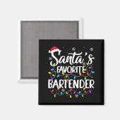 Santa Favorite Bartender Christmas Lights Funny Xm Magneet (Voorkant / Achterkant)