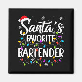 Santa Favorite Bartender Christmas Lights Funny Xm Magneet (Voorkant)