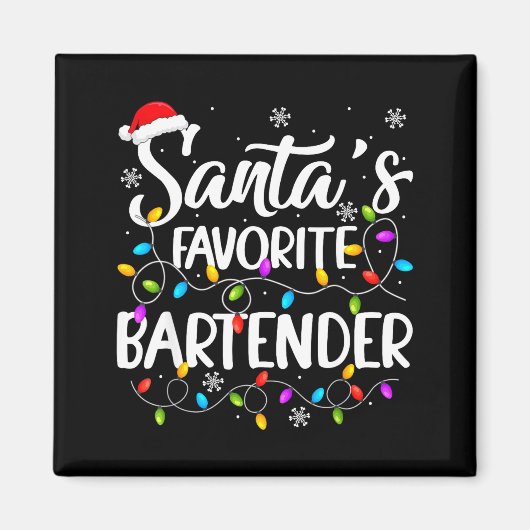 Santa Favorite Bartender Christmas Lights Funny Xm Magneet (Voorkant)