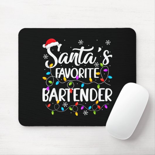 Santa Favorite Bartender Christmas Lights Funny Xm Muismat (Met muis)