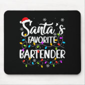 Santa Favorite Bartender Christmas Lights Funny Xm Muismat (Voorkant)