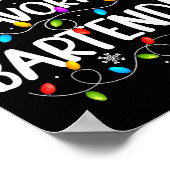 Santa Favorite Bartender Christmas Lights Funny Xm Poster (Hoek)