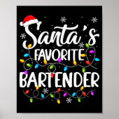 Santa Favorite Bartender Christmas Lights Funny Xm Poster (Voorkant)