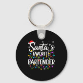 Santa Favorite Bartender Christmas Lights Funny Xm Sleutelhanger (Voorkant)