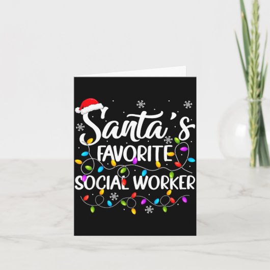 Santa Favorite Social Worker Christmas Lights Fami Kaart (Voorkant)