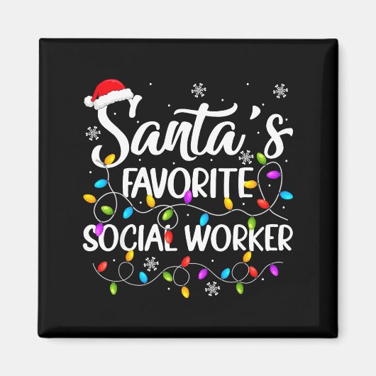Santa Favorite Social Worker Christmas Lights Fami Magneet (Voorkant)
