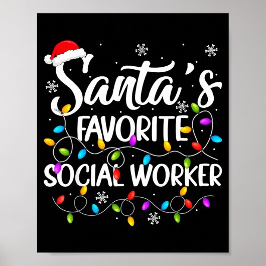 Santa Favorite Social Worker Christmas Lights Fami Poster (Voorkant)