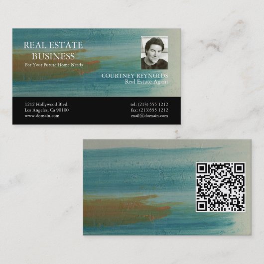 Santa Fe Abstracte Kunst Makelaar QR Code Visitekaartje (Voorkant / Achterkant)
