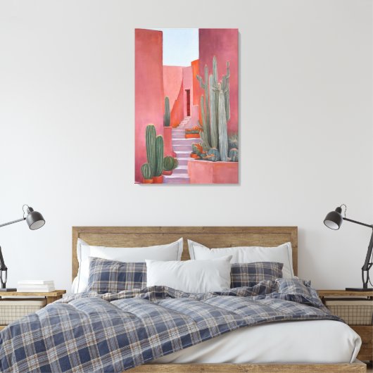 Santa Fe Cacti Boho Poster Canvas Afdruk (Insitu (Slaapkamer))