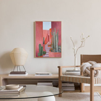 Santa Fe Cacti Boho Poster Canvas Afdruk