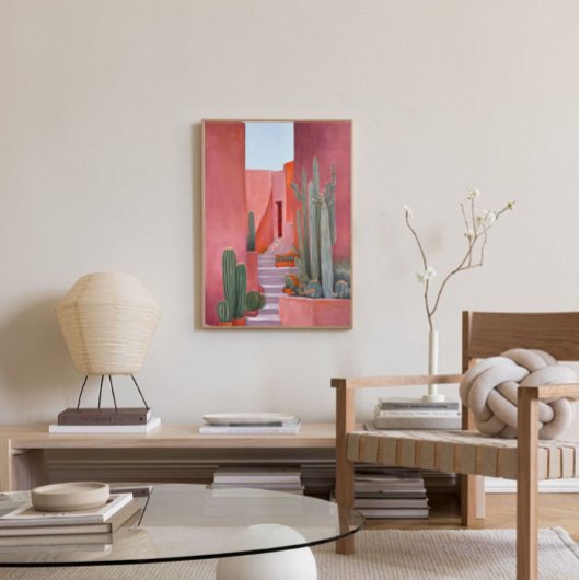 Santa Fe Cacti Boho Poster Canvas Afdruk