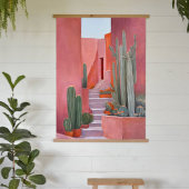 Santa Fe Cacti Boho Wood Topped Wall Tapestry Hangend Wandkleed