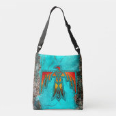 Santa Fe Colorful Thunderbird Turquoise Marble Crossbody Tas (Achterkant)