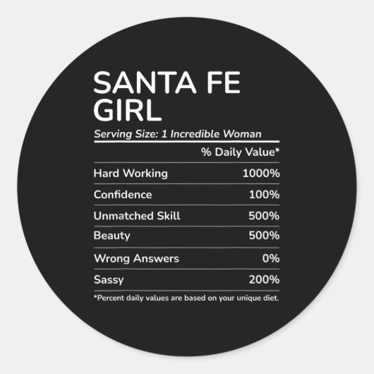 Santa Fe Girl Funny New Mexico Hometown  Ronde Sticker (Voorkant)