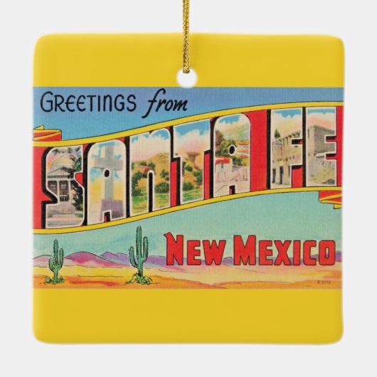 Santa Fe groet Keramisch Ornament (Achterkant)