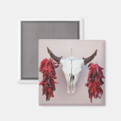 Santa Fe Koe Schedel met Peppers Magneet (Voorkant / Achterkant)