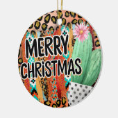 Santa Fe Merry kerstmis en Cactus Keramisch Ornament (Links)