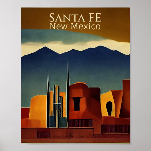 Santa Fe minimalistische Abstracte kunst Poster (Voorkant)