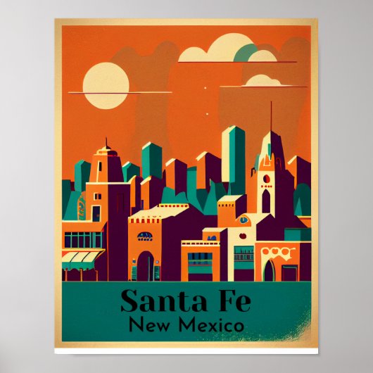 Santa Fe minimalistische kubistische kunst Poster (Voorkant)
