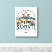 Santa Fe New Mexico Adobe-architectuur Zuidwesten Canvas Afdruk (Insitu (Houten vloer))