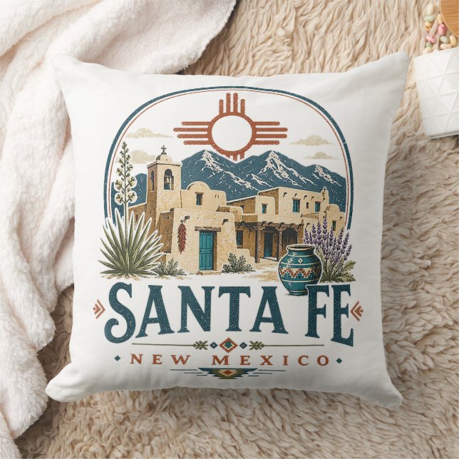 Santa Fe New Mexico Adobe-architectuur Zuidwesten Kussen (Deken)