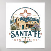 Santa Fe New Mexico Adobe-architectuur Zuidwesten Poster (Voorkant)