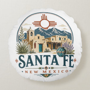Santa Fe New Mexico Adobe-architectuur Zuidwesten Rond Kussen