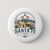 Santa Fe New Mexico Adobe-architectuur Zuidwesten Ronde Button 5,7 Cm (Voorkant)