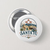 Santa Fe New Mexico Adobe-architectuur Zuidwesten Ronde Button 5,7 Cm (Voorkant /achterkant)