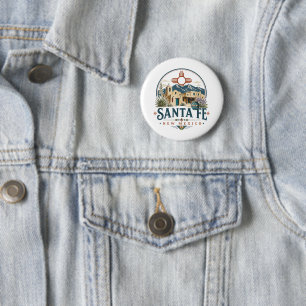 Santa Fe New Mexico Adobe-architectuur Zuidwesten Ronde Button 5,7 Cm
