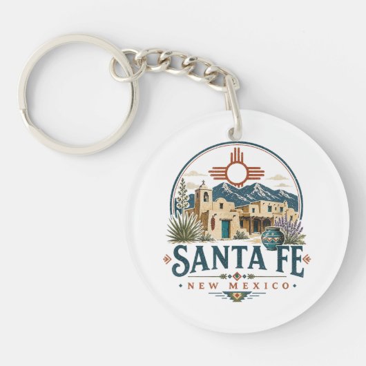 Santa Fe New Mexico Adobe-architectuur Zuidwesten Sleutelhanger (Voorkant)