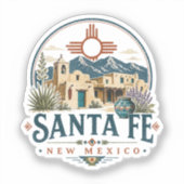 Santa Fe New Mexico Adobe-architectuur Zuidwesten Sticker (Voorkant)