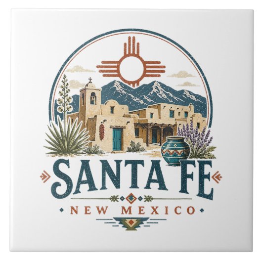 Santa Fe New Mexico Adobe-architectuur Zuidwesten Tegeltje (Voorkant)