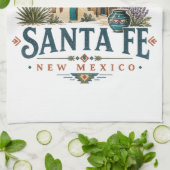 Santa Fe New Mexico Adobe-architectuur Zuidwesten Theedoek (Gevouwen)