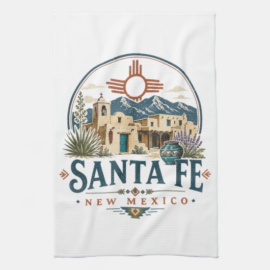 Santa Fe New Mexico Adobe-architectuur Zuidwesten Theedoek (Verticaal)